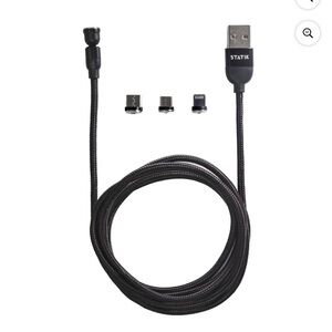 STATIK 360 Universal Charge Cable 3 Rotating Magnetic Connectors 6' PUP-0386 BLK